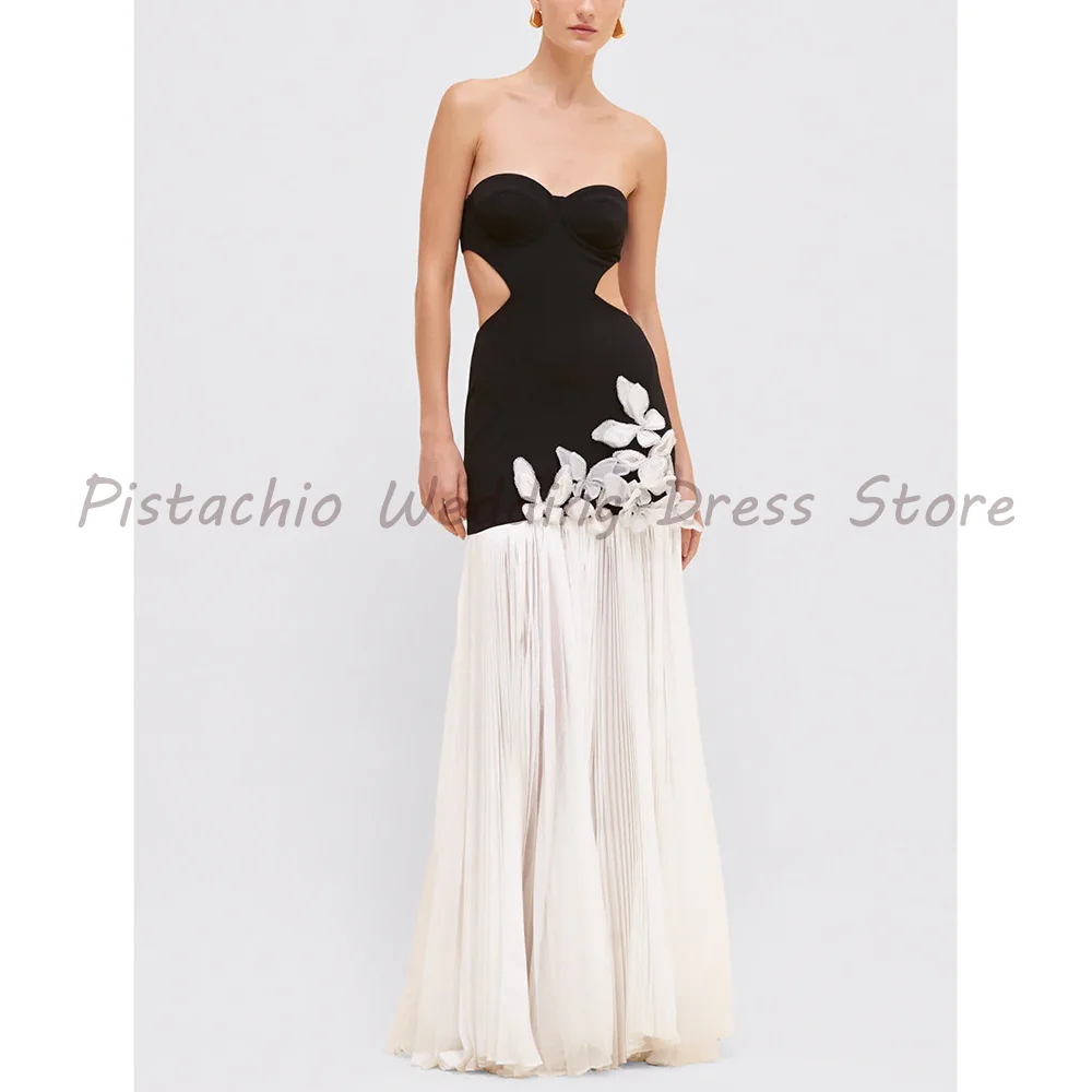 Elegant Black White Strapless Cutout Waist 3D Flower Pleated Maxi Evening Dress For Women Formal Party Prom Wedding Guest Gown
Elegant Black White Strapless Cutout Waist 3D Flower Pleated Maxi Evening Dress For Women Formal Party Prom Wedding Guest Gown