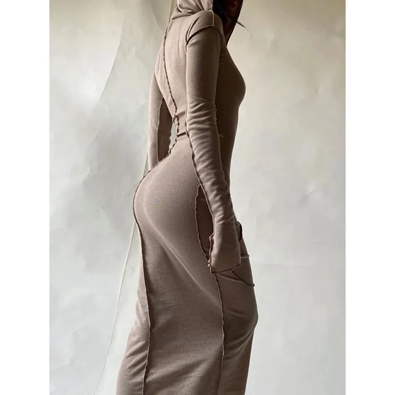 2024 New Long Sleeve Hooded Patchwork Skinny Maxi Dress Autumn Winter Women Fashion Streetwear Casual Outfits
2024 New Long Sleeve Hooded Patchwork Skinny Maxi Dress Autumn Winter Women Fashion Streetwear Casual Outfits