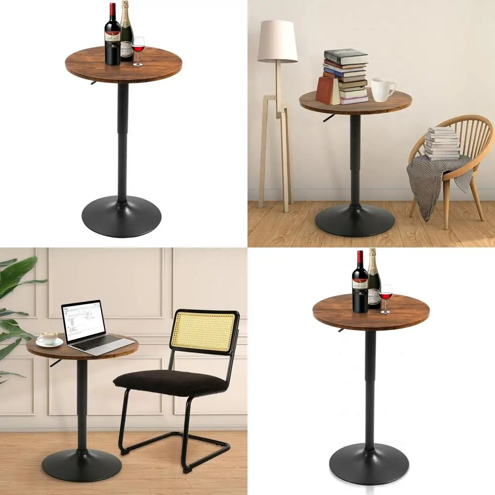 Round Adjustable Height Bar Table with MDF Top and Metal Base, Ideal for Bistro, Pub, Kitchen Island, and Bar Counter, Brown
Round Adjustable Height Bar Table with MDF Top and Metal Base, Ideal for Bistro, Pub, Kitchen Island, and Bar Counter, Brown