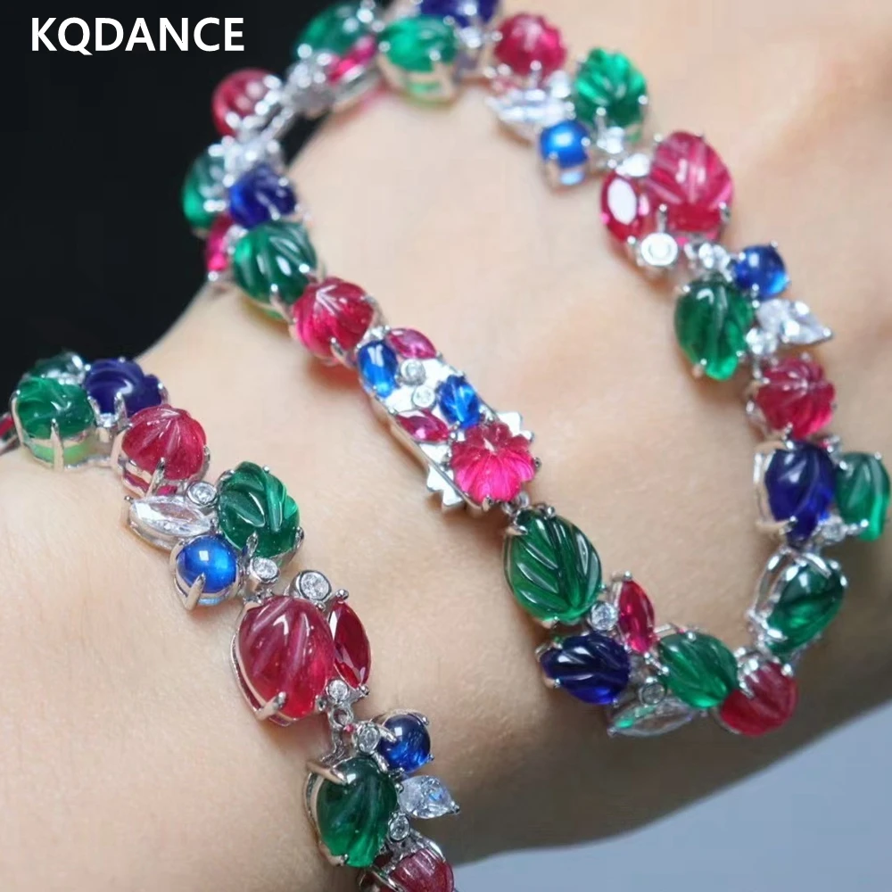 KQDANCE 7-дюймовый роскошный браслет из серебра 925 пробы с красным, зеленым, синим гравировкой из драгоценного камня, красочный браслет в фруктовом стиле для женщин, изящные ювелирные изделия
KQDANCE 7-дюймовый роскошный браслет из серебра 925 пробы с красным, зеленым, синим гравировкой из драгоценного камня, красочный браслет в фруктовом стиле для женщин, изящные ювелирные изделия