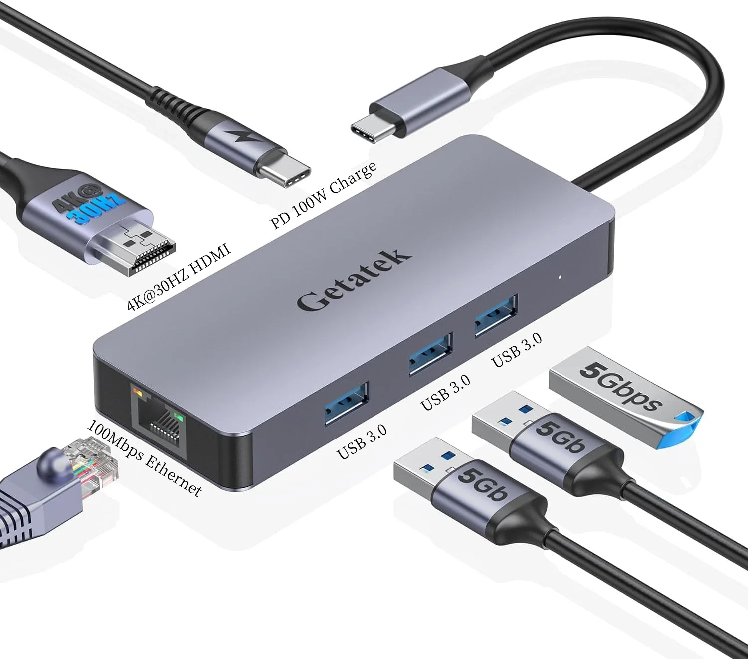 Getatek 6-портовый USB-концентратор типа C, 3 шт., USB 3,0, 5 Гбит/с, 100 Вт, PD-адаптер для зарядки Ethernet RJ45 4K @ 30 Гц HDMI для ноутбука MacBook/Dell
Getatek 6-портовый USB-концентратор типа C, 3 шт., USB 3,0, 5 Гбит/с, 100 Вт, PD-адаптер для зарядки Ethernet RJ45 4K @ 30 Гц HDMI для ноутбука MacBook/Dell