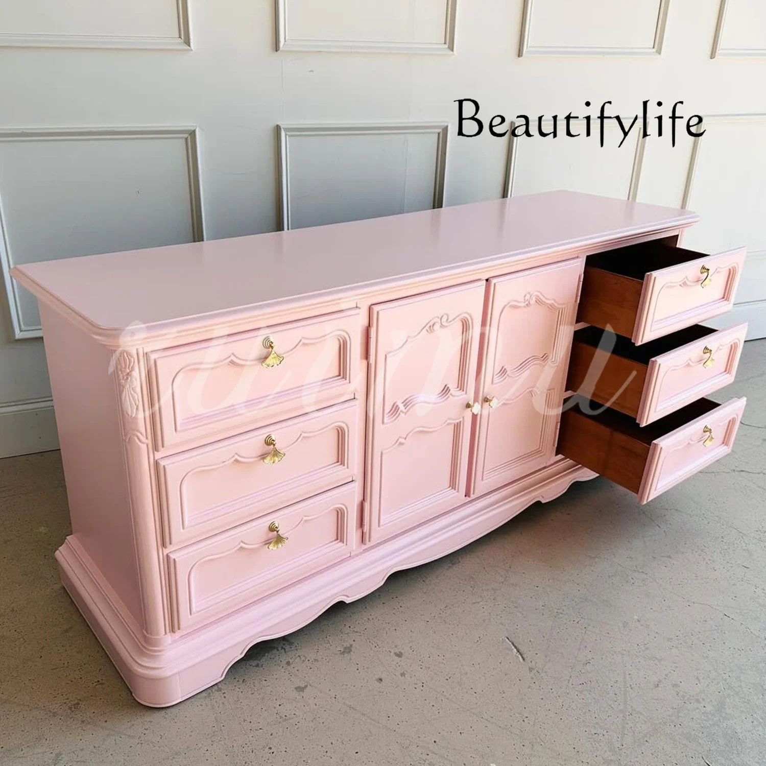 A French simple solid wood chest living room designer home decoration cabinet American retro bedroom bedside cabinet
A French simple solid wood chest living room designer home decoration cabinet American retro bedroom bedside cabinet