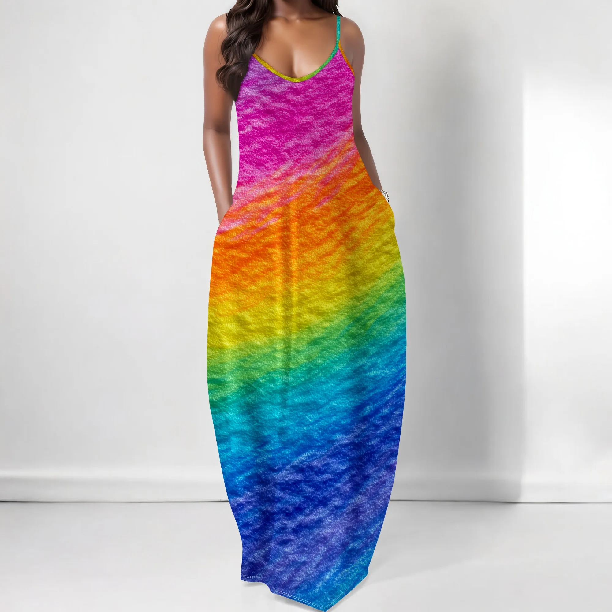 Rainbow Gradient Maxi Dress for Women 2025 Summer Sleeveless Casual Loose Fit Long Beach Sundress with Pockets XS-3XL
Rainbow Gradient Maxi Dress for Women 2025 Summer Sleeveless Casual Loose Fit Long Beach Sundress with Pockets XS-3XL