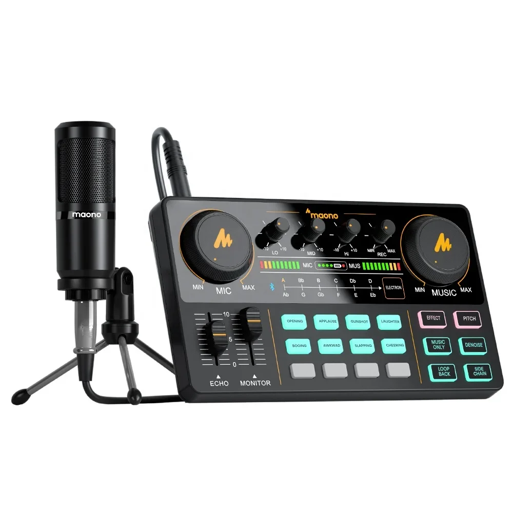 MAONOCASTER Professional Condenser Record Studio Microphone With Audio Sound Card and Mixer Headphone Podcast Equipment Bundles
MAONOCASTER Professional Condenser Record Studio Microphone With Audio Sound Card and Mixer Headphone Podcast Equipment Bundles
