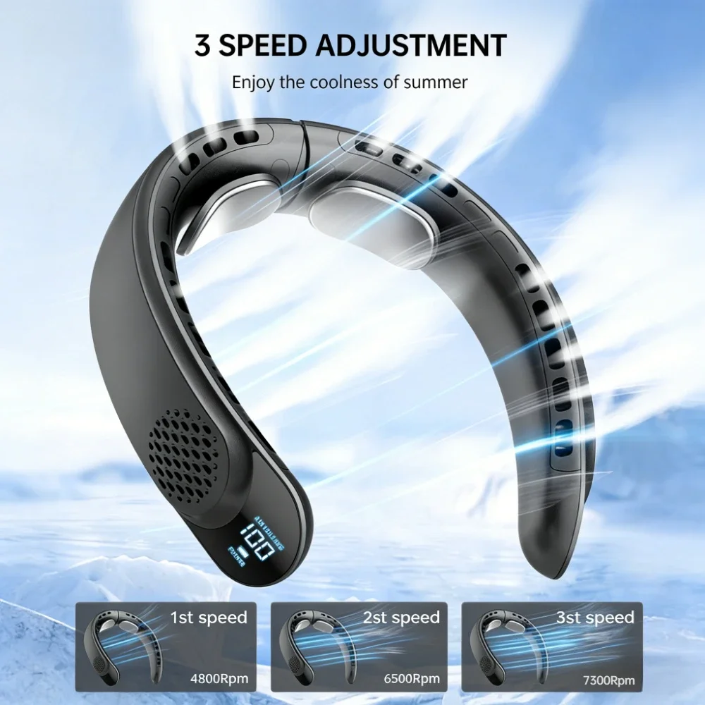 Portable Neck Fan 360° Turbine Air Cooler USB Rechargeable 4000mAh LED Digital Display Strong Wind Silent Hanging Non-blade Fan
Portable Neck Fan 360° Turbine Air Cooler USB Rechargeable 4000mAh LED Digital Display Strong Wind Silent Hanging Non-blade Fan