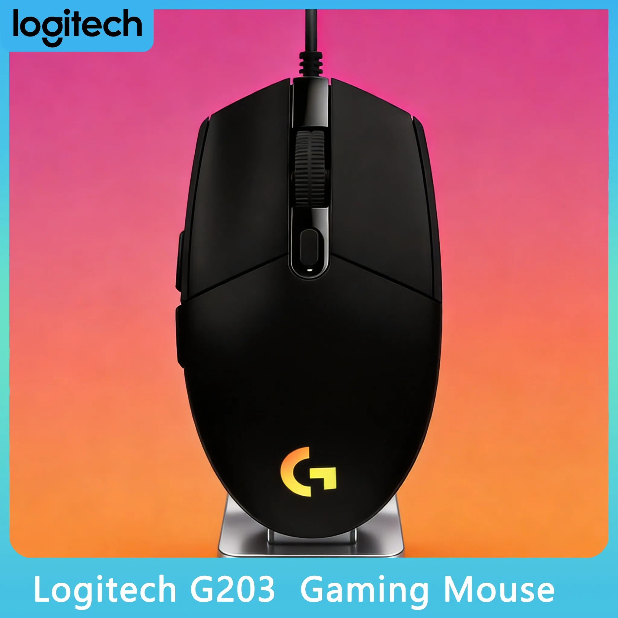 Logitech G203 Gaming Mouse Ergonomic Design RGB Light Effect for Desktop