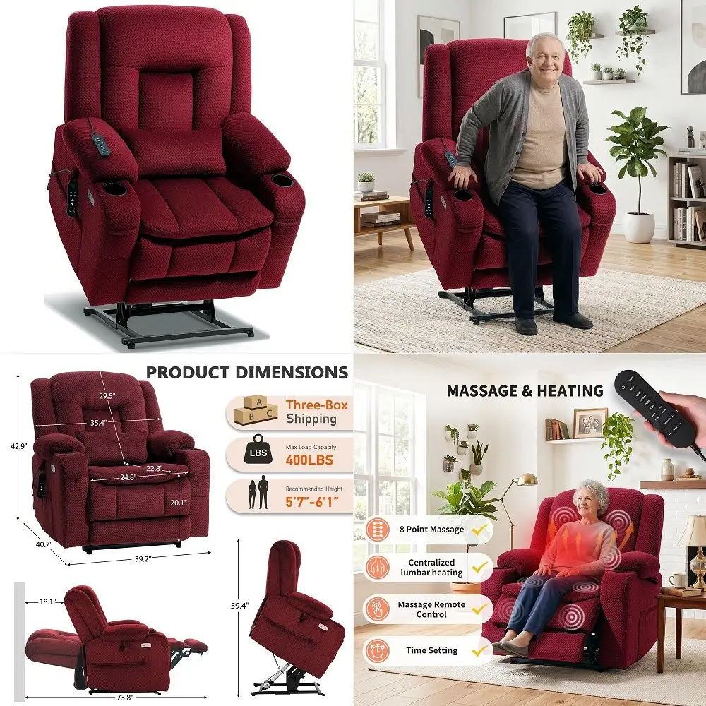 Power Lift Recliner Chair for Elderly, Easy Assembly, Fabric Lift Chair for Adults, Recliner Sofa with Remote Control, Side Poc
Power Lift Recliner Chair for Elderly, Easy Assembly, Fabric Lift Chair for Adults, Recliner Sofa with Remote Control, Side Poc