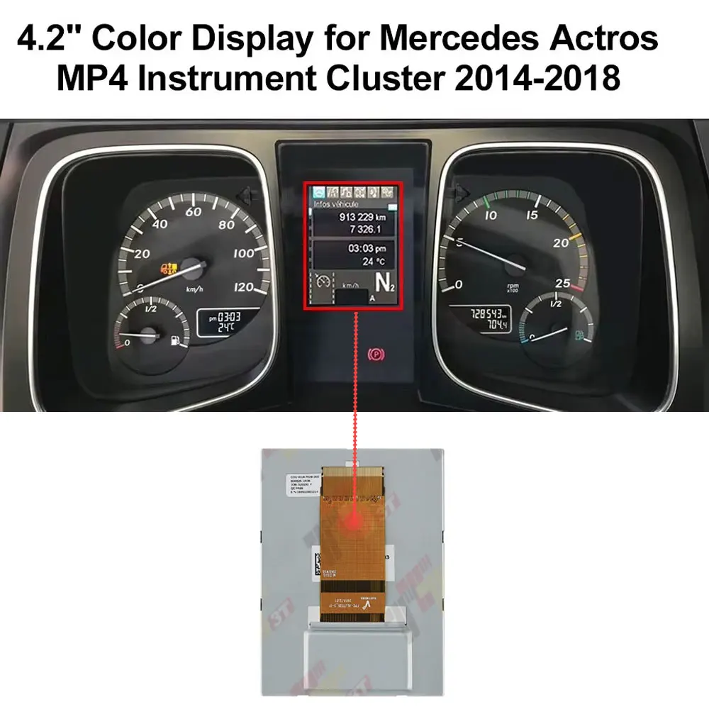 4.2" LCD Color Display for Mercedes Actros 1840 Euro 6 2014-2018
4.2" LCD Color Display for Mercedes Actros 1840 Euro 6 2014-2018