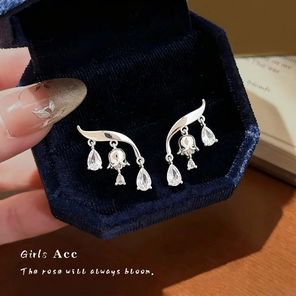 French Luxury Zircon Lily of the Valley Drop Earrings For Women Tassel Waterdrop Shape Daily Wear Jewelry Advanced Niche
French Luxury Zircon Lily of the Valley Drop Earrings For Women Tassel Waterdrop Shape Daily Wear Jewelry Advanced Niche