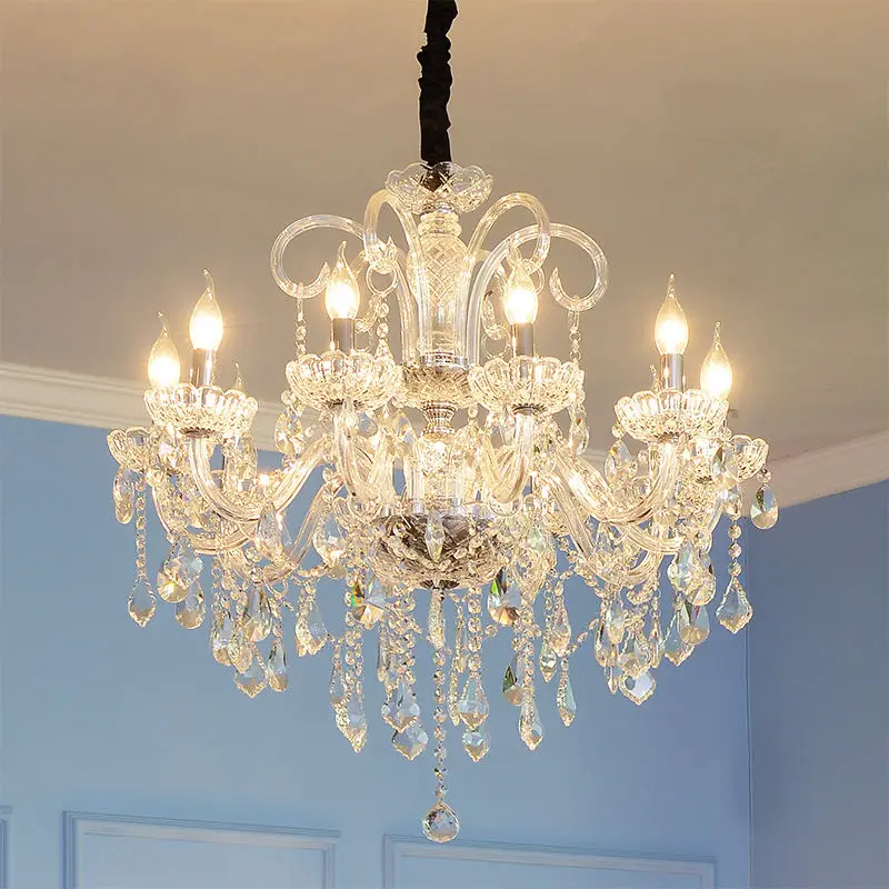 European Style Hanging Pendant Light Adjustable Height Villa Living Room Wedding Decoration Glass Candle Crystal Chandelier
European Style Hanging Pendant Light Adjustable Height Villa Living Room Wedding Decoration Glass Candle Crystal Chandelier