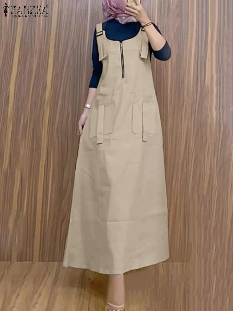 ZANZEA 2025 Summer Overalls Dress Muslim Abaya Hijab Dresses IsIamic Clothing Women Vintage Solid Strap Maxi Long Vestidos Robe
ZANZEA 2025 Summer Overalls Dress Muslim Abaya Hijab Dresses IsIamic Clothing Women Vintage Solid Strap Maxi Long Vestidos Robe