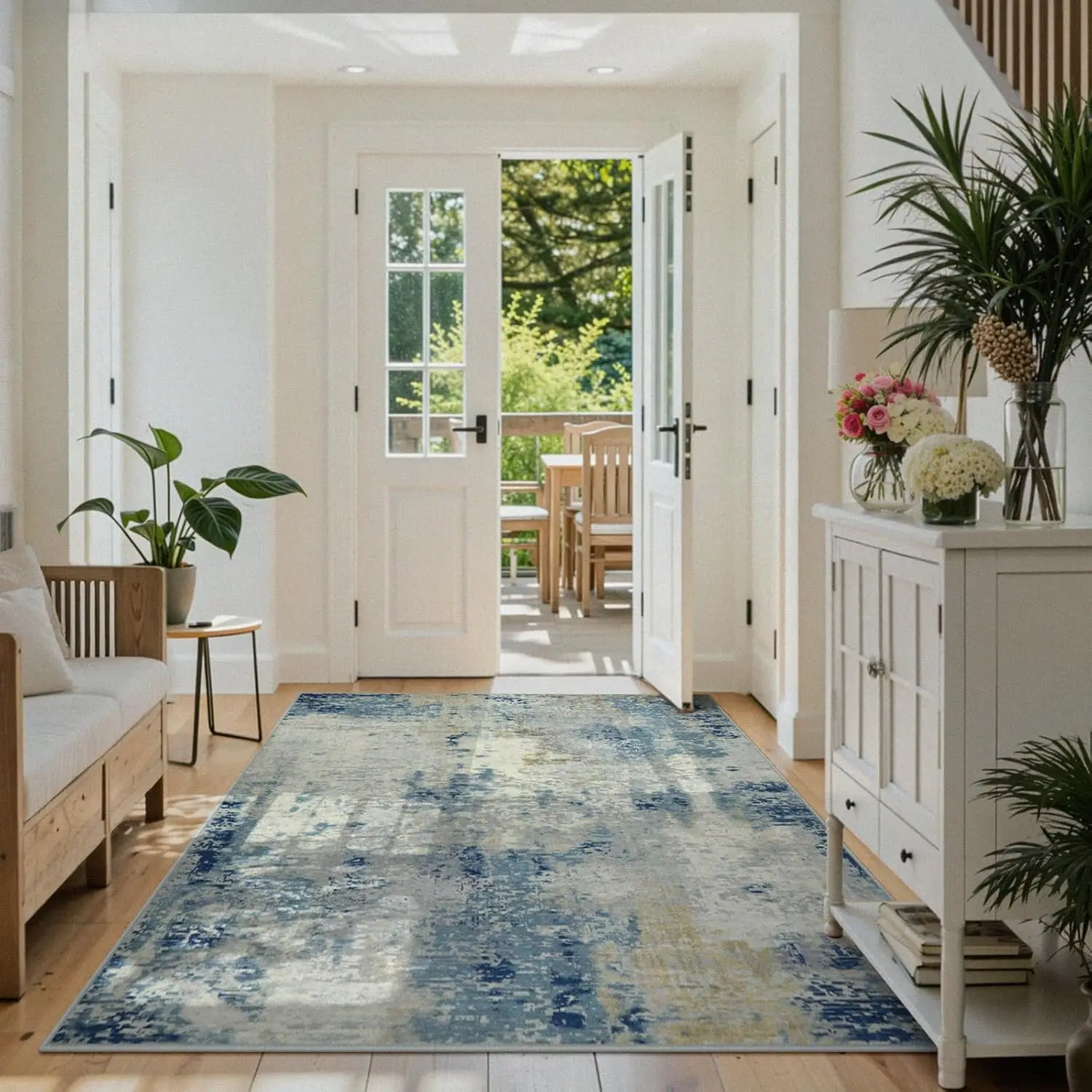 LISM Blue and Ivory Abstract Rugs for Bedroom Living Room Hallway Entryway Dorm Modern Carpets Floor Mat Playroom Indoor Doormat
LISM Blue and Ivory Abstract Rugs for Bedroom Living Room Hallway Entryway Dorm Modern Carpets Floor Mat Playroom Indoor Doormat