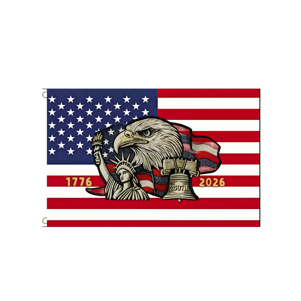 USA 250th Anniversary Flag 2x3ft 3x5ft 1776-2026 Patriotic US Banner with Bald Eagle Liberty Bell & Statue of Liberty for Decor
USA 250th Anniversary Flag 2x3ft 3x5ft 1776-2026 Patriotic US Banner with Bald Eagle Liberty Bell & Statue of Liberty for Decor