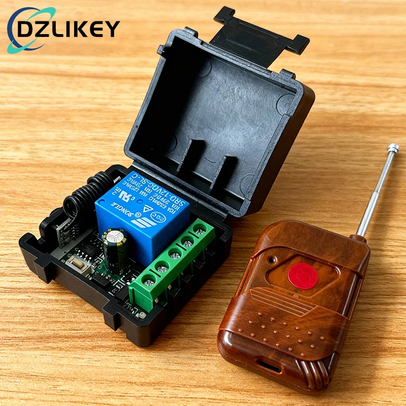 DC12V Wireless 433Mhz Universal Gate Remote Control, Access Control Electric Lock Momentary/Delayed Switch DC Module Receiver