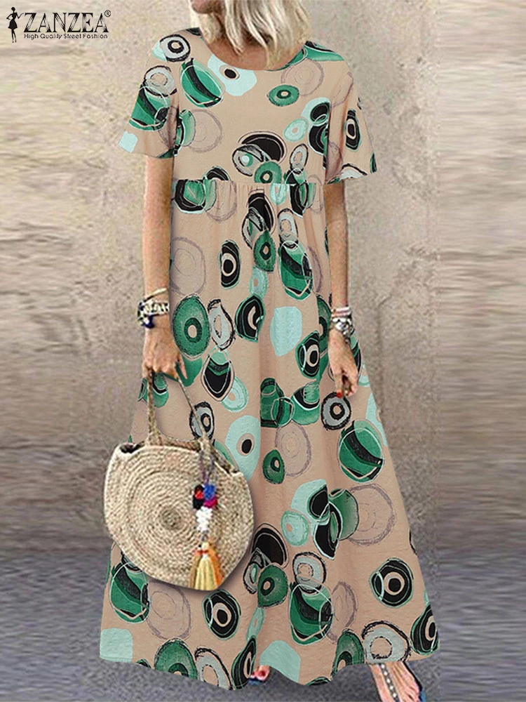 ZANZEA Loose Short Sleeve A-line Robes Femme Casual Vacation O-Neck Printing Maxi Dresses 2025 Summer Woman Bohemian Long Dress
ZANZEA Loose Short Sleeve A-line Robes Femme Casual Vacation O-Neck Printing Maxi Dresses 2025 Summer Woman Bohemian Long Dress