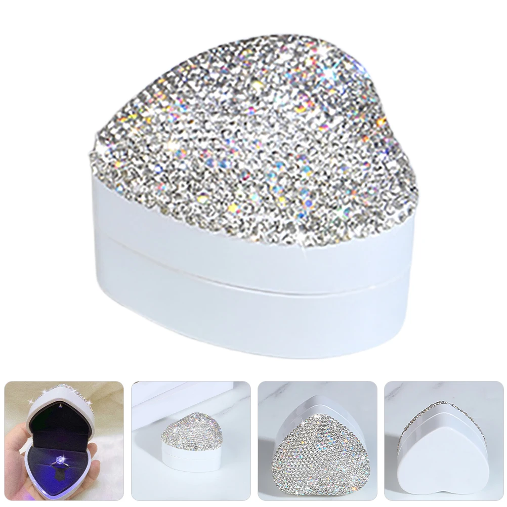 Heart Shaped Jewelry Box with Rhinestones Cute Jewelry Holder Casefor Wedding Ring Engagement Proposal Anniversary
Heart Shaped Jewelry Box with Rhinestones Cute Jewelry Holder Casefor Wedding Ring Engagement Proposal Anniversary