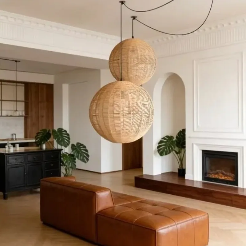 French Round Chandelier Light for Living Room Bedroom Rattan Japanese Wabi-Sabi Pendant Light for Bar Counter Dining Room
French Round Chandelier Light for Living Room Bedroom Rattan Japanese Wabi-Sabi Pendant Light for Bar Counter Dining Room