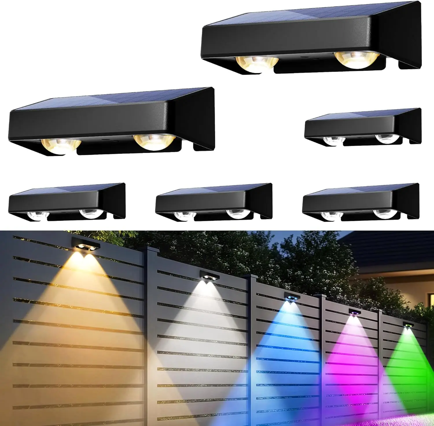 Solar Fence Lights Outdoor, 9 Color-Changing Deck Lights for Patio, Halloween, IP65 Waterproof (6 Pack)
Solar Fence Lights Outdoor, 9 Color-Changing Deck Lights for Patio, Halloween, IP65 Waterproof (6 Pack)