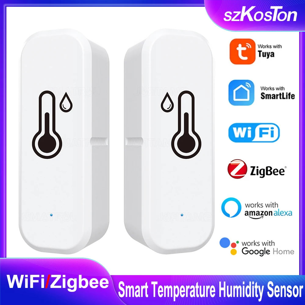 Tuya Zigbee Wifi Smart Temperature Humidity Sensor Indoor Hygrometer Thermometer Detector for Alexa Google Home Smart Life APP
Tuya Zigbee Wifi Smart Temperature Humidity Sensor Indoor Hygrometer Thermometer Detector for Alexa Google Home Smart Life APP