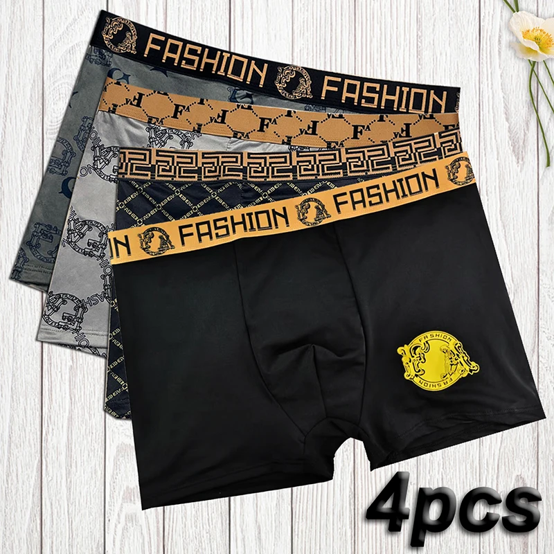 4-Piece Set Of Men's Luxurious Black And Gold Knight Print Boxer Shorts Casual And Comfortable Men's Breathable Underwear
4-Piece Set Of Men's Luxurious Black And Gold Knight Print Boxer Shorts Casual And Comfortable Men's Breathable Underwear