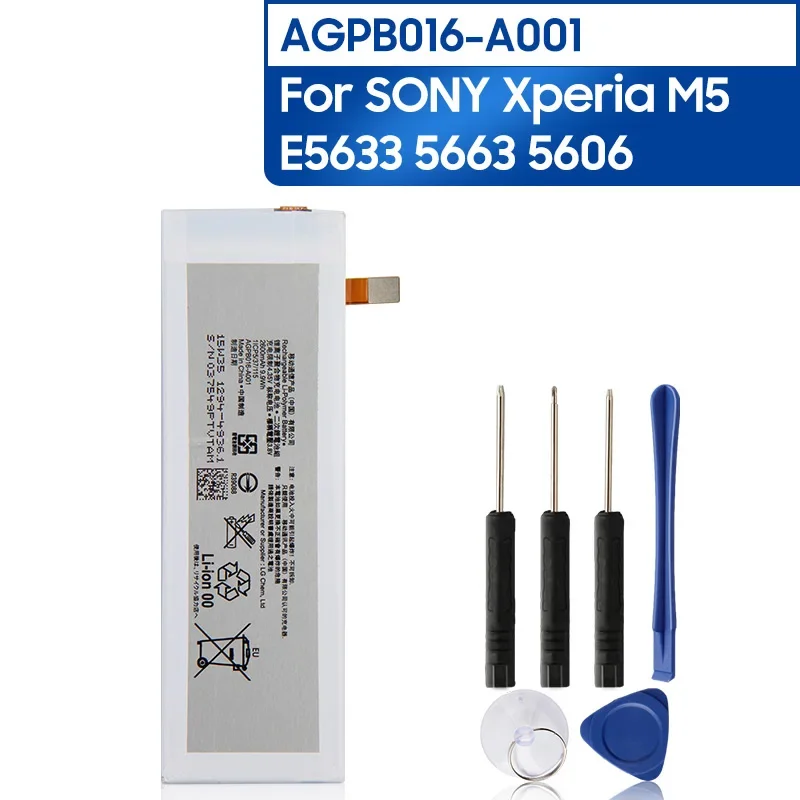 New Replacement Phone Battery AGPB016-A001 For SONY Xperia M5 E5603 E5606 E5663 E5653 Rechargeable Battery 2600mAh
New Replacement Phone Battery AGPB016-A001 For SONY Xperia M5 E5603 E5606 E5663 E5653 Rechargeable Battery 2600mAh