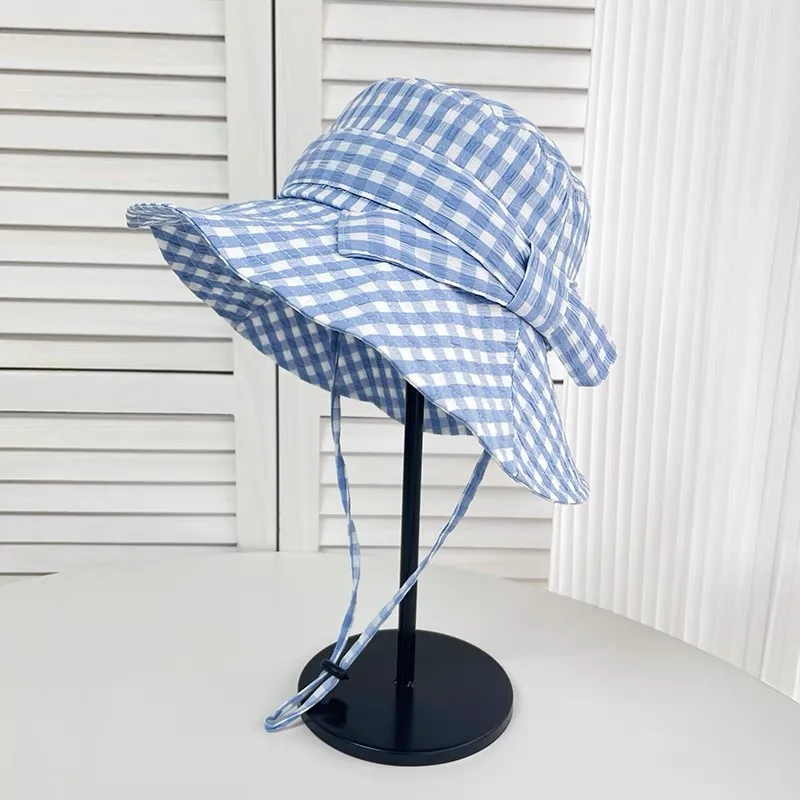 Summer Plaid Fisherman Hats for Female Cute Bowknot Breathable Panama Hats Sunshade Summer Korean Version Bucket Hats for Girl
Summer Plaid Fisherman Hats for Female Cute Bowknot Breathable Panama Hats Sunshade Summer Korean Version Bucket Hats for Girl