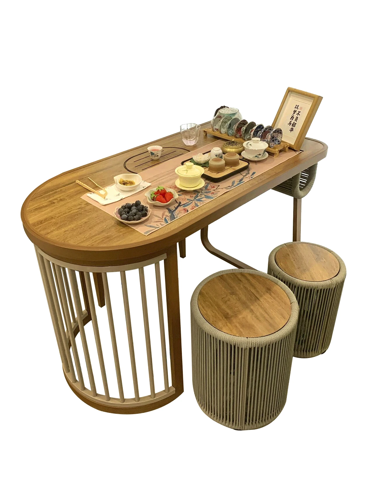 New Chinese balcony tea table and chair combination New Zen tea table Solid wood small household tea table
New Chinese balcony tea table and chair combination New Zen tea table Solid wood small household tea table