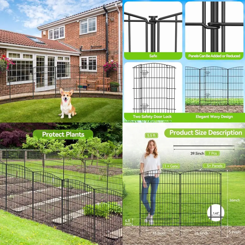 13ft Long 36in High 6-Panel Decorative Garden Fence with 1 Gate, Rust-Resistant Metal Wire, No-Dig Installation for Pets and Ani
13ft Long 36in High 6-Panel Decorative Garden Fence with 1 Gate, Rust-Resistant Metal Wire, No-Dig Installation for Pets and Ani