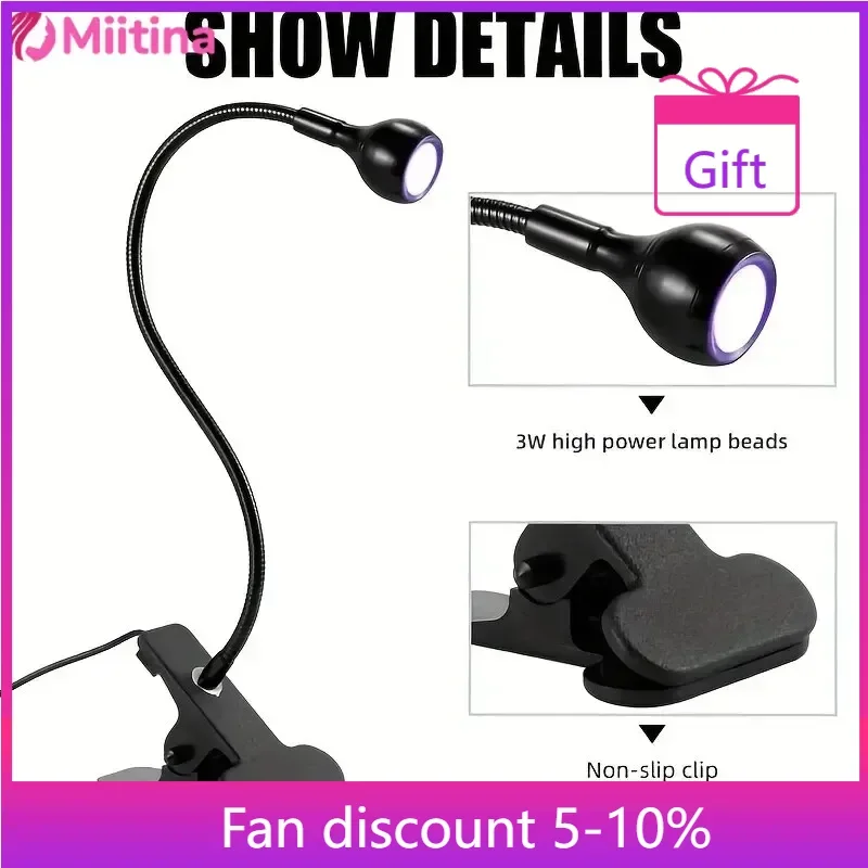 LED Desk Night Light Goose Neck Nail Art Lamp UV Curing Purple Light Lamp USB Clip Lamp, Dormitory Light Nails Travel masajeador
LED Desk Night Light Goose Neck Nail Art Lamp UV Curing Purple Light Lamp USB Clip Lamp, Dormitory Light Nails Travel masajeador
