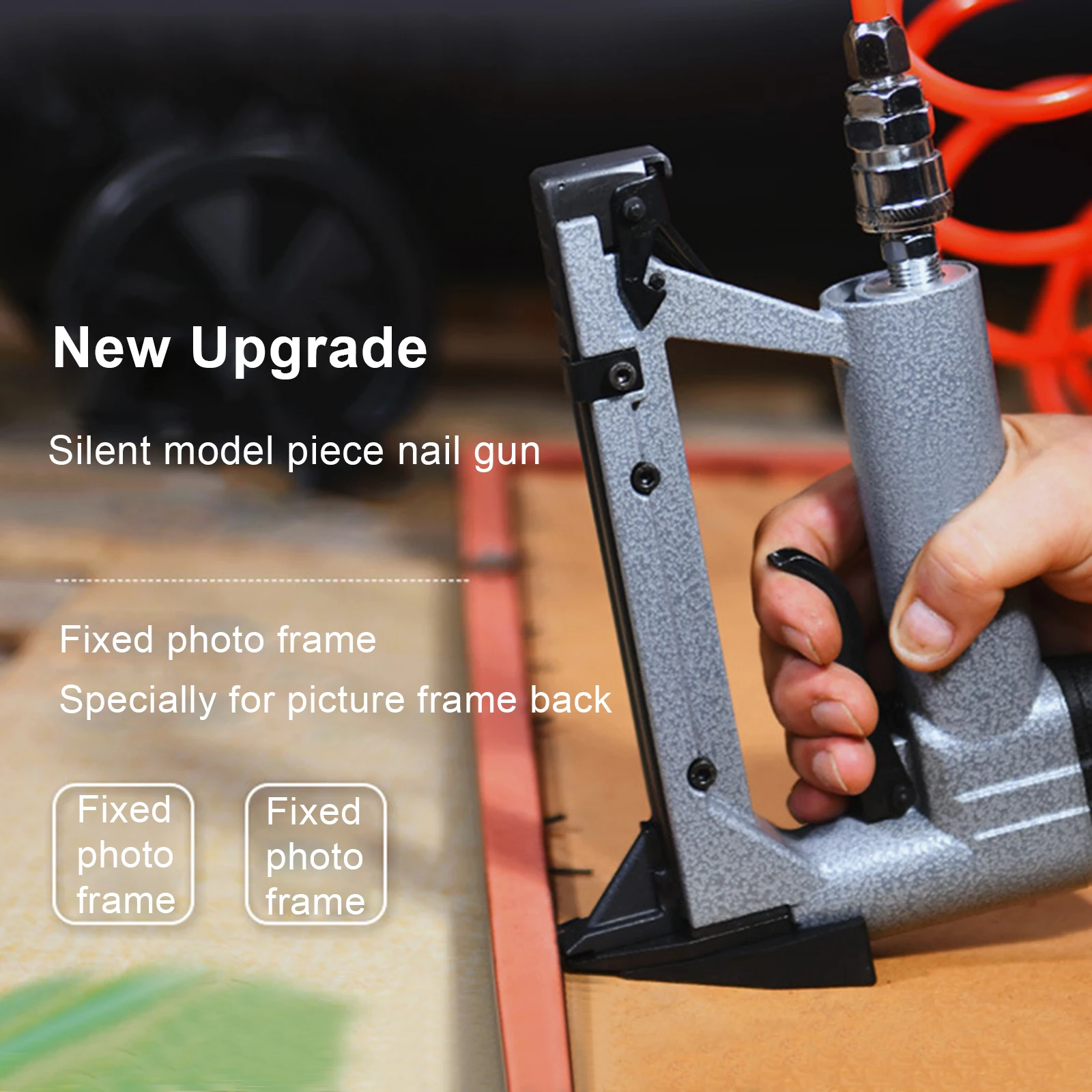 Бесшумный пневматический строительный степлер с рамкой для картин, ручной степлер для дома, строительный степлер, инструмент для деревянной рамки, ручной инструмент
Бесшумный пневматический строительный степлер с рамкой для картин, ручной степлер для дома, строительный степлер, инструмент для деревянной рамки, ручной инструмент
