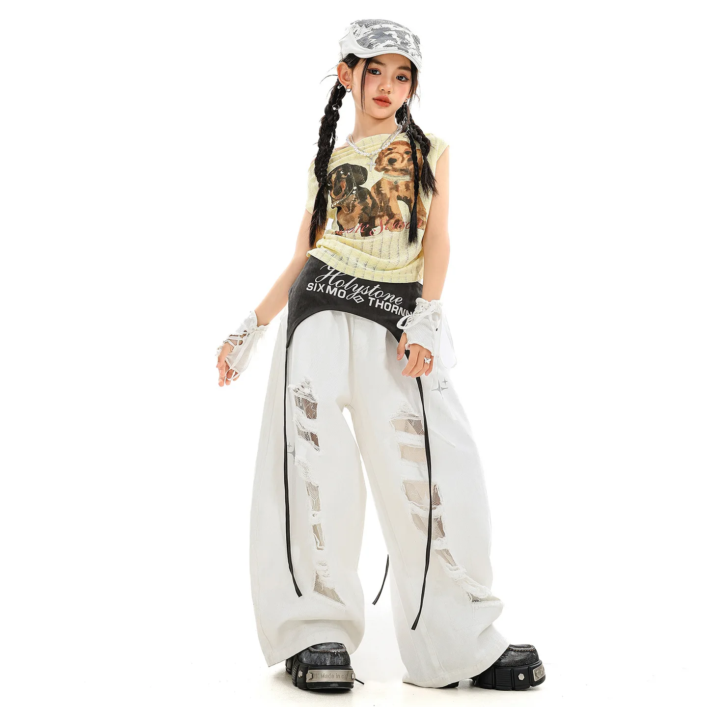 Kid Kpop Hip Hop Clothing Cute Yellow Dog T Shirt Top White Casual Wide Ripped Sweat Pants for Girl Jazz Dance Costumes Clothes
Kid Kpop Hip Hop Clothing Cute Yellow Dog T Shirt Top White Casual Wide Ripped Sweat Pants for Girl Jazz Dance Costumes Clothes