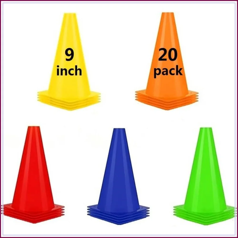 9 Inch Soccer Cones (20 Pack), Agility Training Sport Cone with Carry Bag for Drilling Football Basketball Field Markers
9 Inch Soccer Cones (20 Pack), Agility Training Sport Cone with Carry Bag for Drilling Football Basketball Field Markers