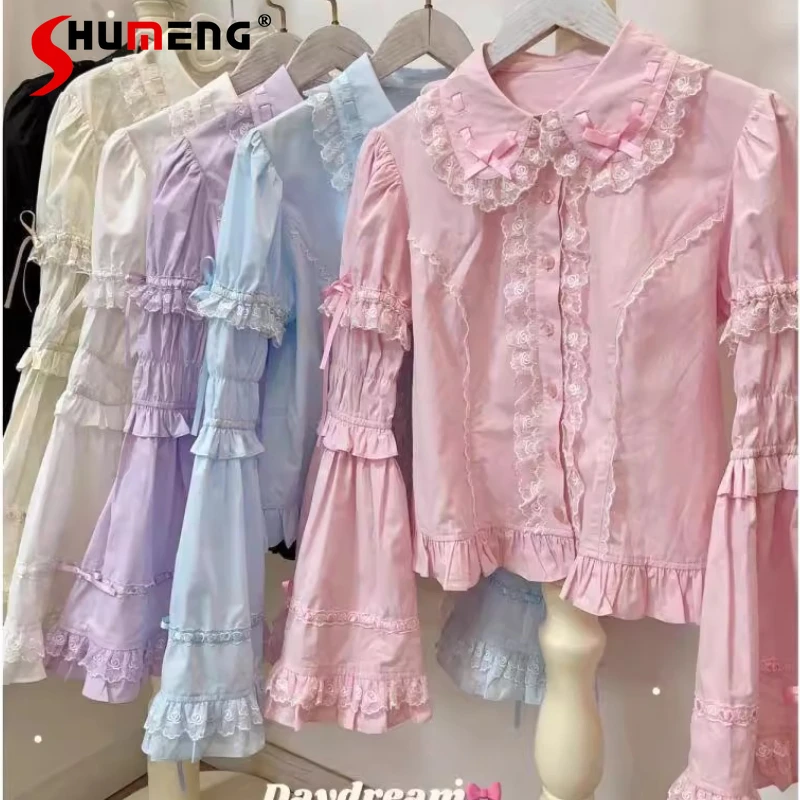 Rojita Versatile Solid Color Doll Collar Ribbon Short Princess Sleeves Shirt Single-Breasted Slim Fit Turn-Down Collar Blouse
Rojita Versatile Solid Color Doll Collar Ribbon Short Princess Sleeves Shirt Single-Breasted Slim Fit Turn-Down Collar Blouse