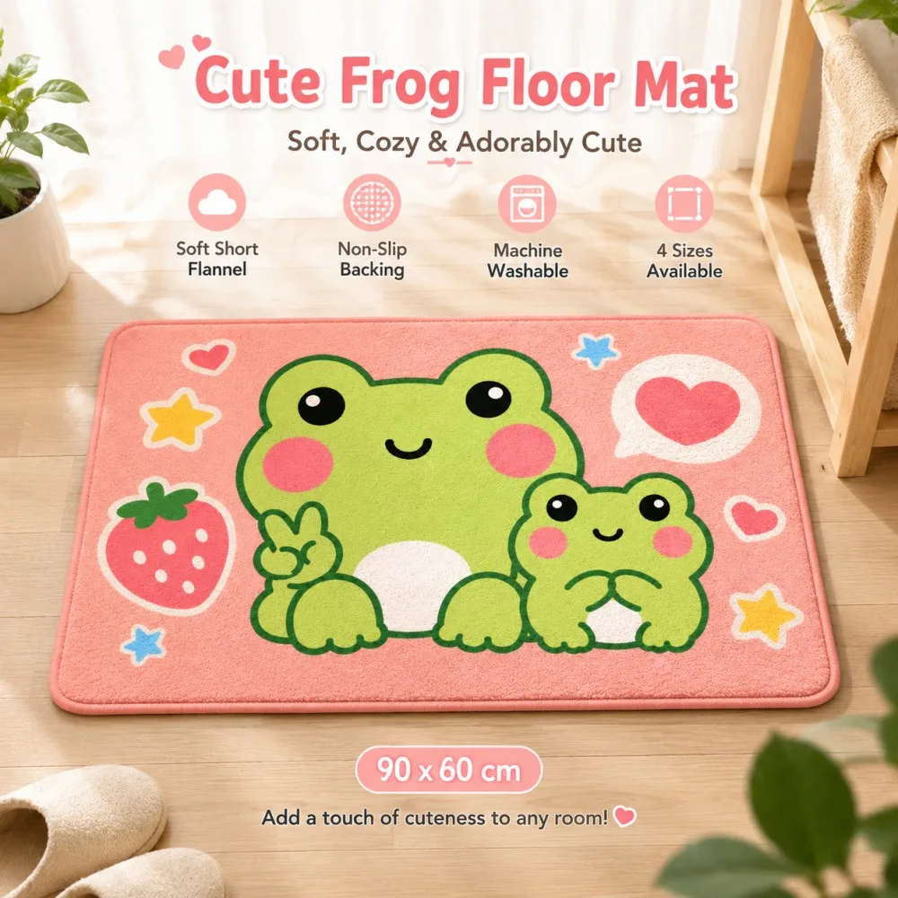ESRBSO Cute Frog Area Rug Soft Short Flannel Non-Slip Floor Mat for Bathroom Bedroom Kids Room Decor 60x40/80x50/90x60/120x80cm
ESRBSO Cute Frog Area Rug Soft Short Flannel Non-Slip Floor Mat for Bathroom Bedroom Kids Room Decor 60x40/80x50/90x60/120x80cm