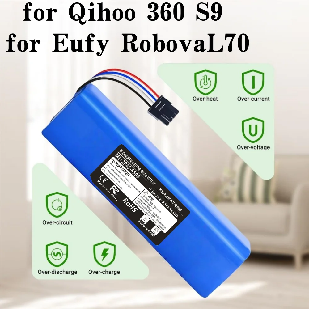 for Eufy 360 Robot Vacuum Battery 14.4V 6500mAh Li-ion for L70 Hybrid/T2190 360 X95 M26-4S2P INR18650.
for Eufy 360 Robot Vacuum Battery 14.4V 6500mAh Li-ion for L70 Hybrid/T2190 360 X95 M26-4S2P INR18650.