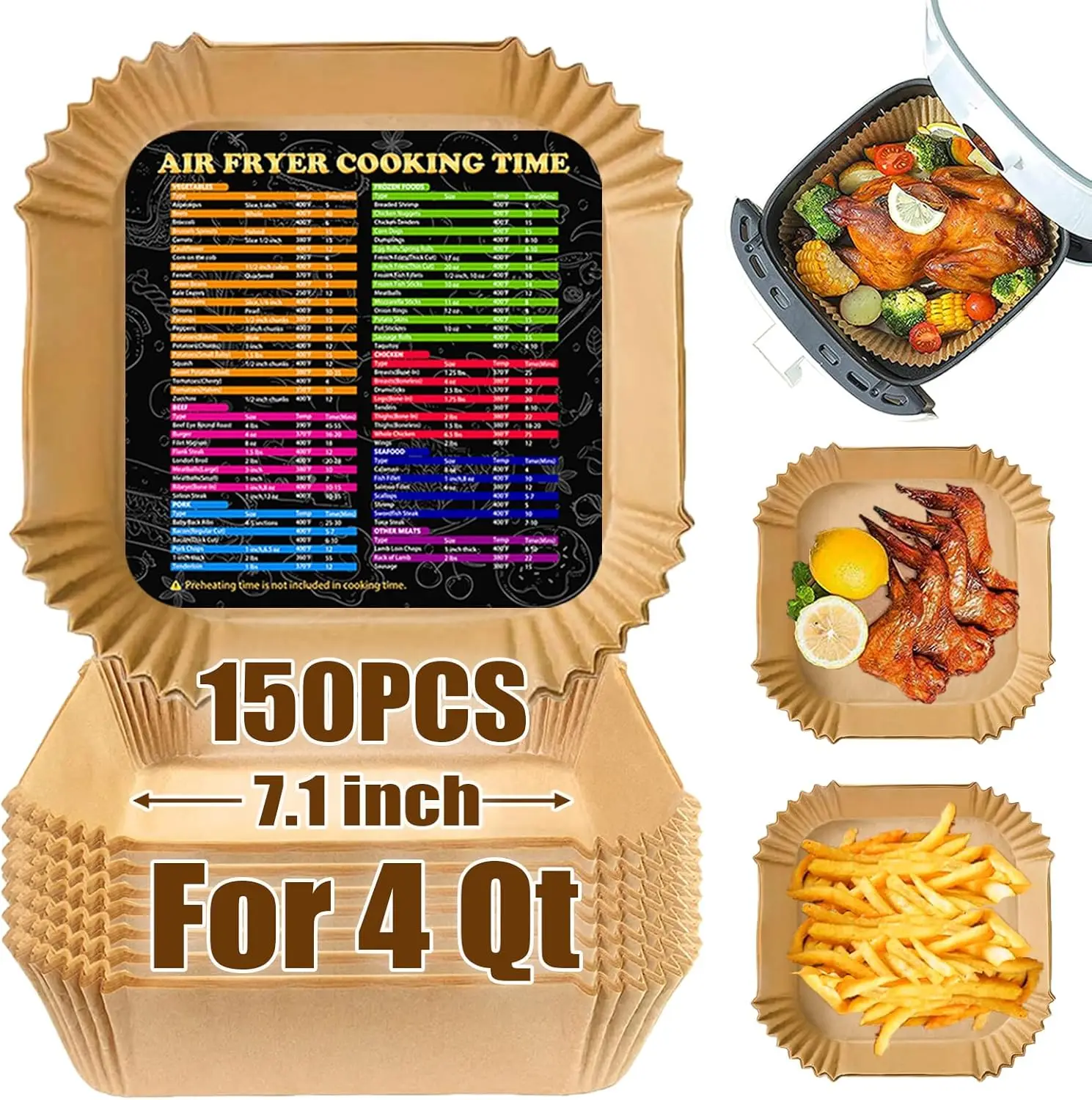 Disposable 7 Inch Air Fryer Liners for 4 Quart Baskets 150 Count
Disposable 7 Inch Air Fryer Liners for 4 Quart Baskets 150 Count