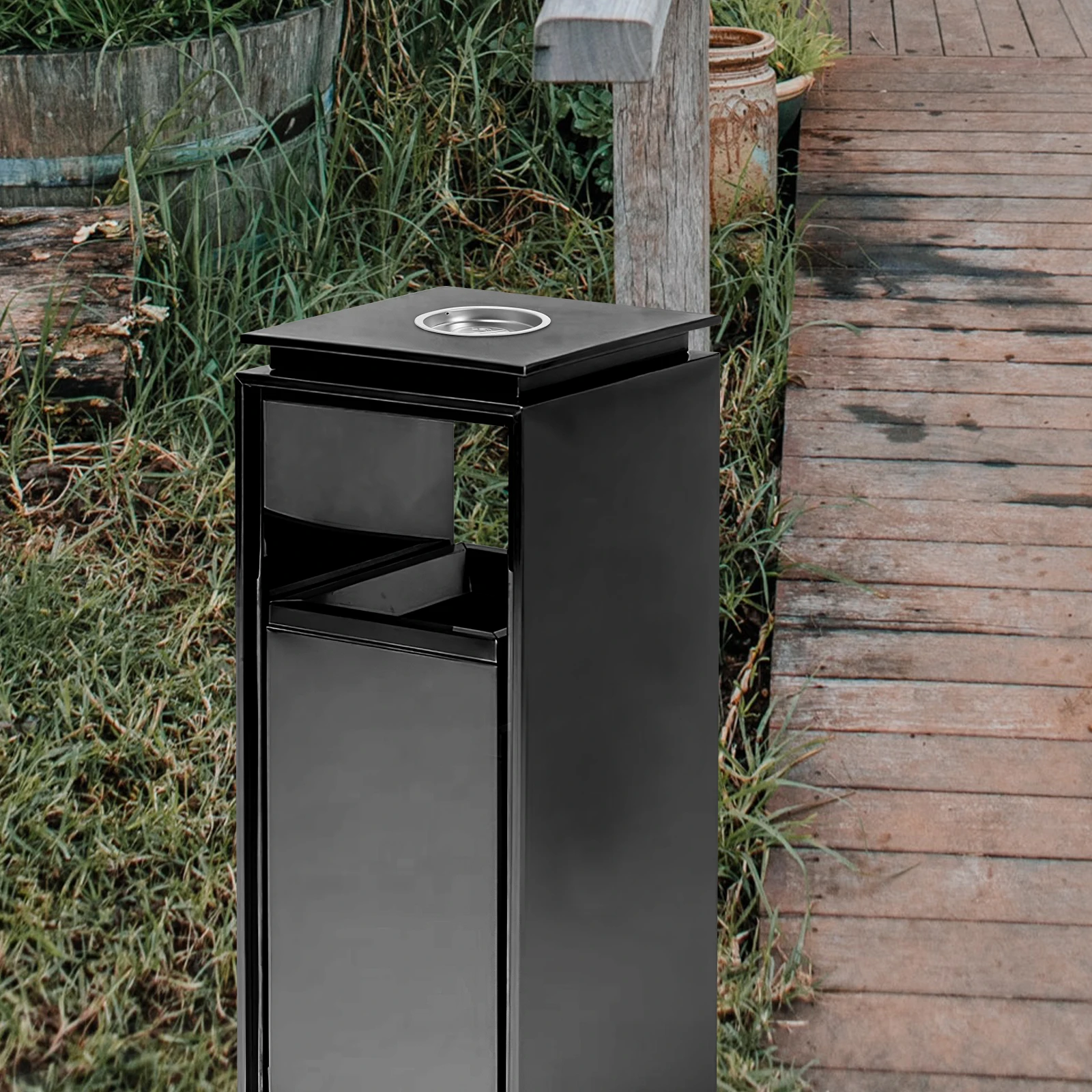 Round Stainless Steel Outdoor Ashtray Trash Can Cigarette Butt Holder Anti-Rust Metal Garbage Can For Patio Yard Ash
Round Stainless Steel Outdoor Ashtray Trash Can Cigarette Butt Holder Anti-Rust Metal Garbage Can For Patio Yard Ash