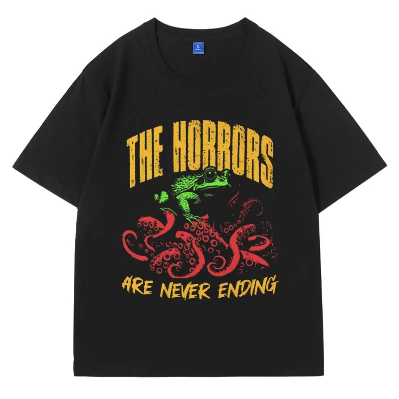 The Horrors Are Never Ending T-Shirt Men's Women's Vintage Frog and Octopus T Shirt Funny Horror Lover Gift Halloween Tee Shirts
The Horrors Are Never Ending T-Shirt Men's Women's Vintage Frog and Octopus T Shirt Funny Horror Lover Gift Halloween Tee Shirts