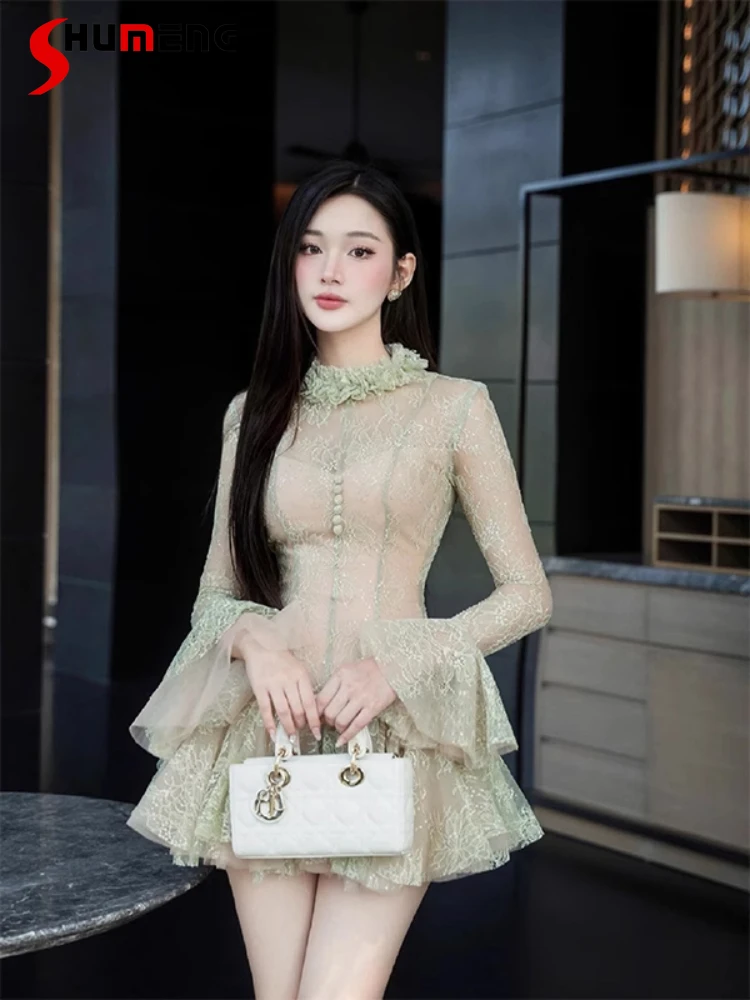 High-end Fashion Lace Embroidered Dresses Women's 2025 Spring Summer New Dresses Elegant Temperament Ladies Waist-tight Dress
High-end Fashion Lace Embroidered Dresses Women's 2025 Spring Summer New Dresses Elegant Temperament Ladies Waist-tight Dress