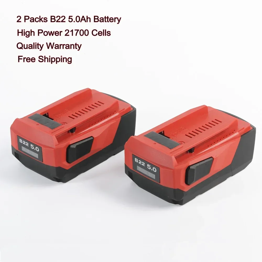 Top! Two Pieces New B22 22V 5.0Ah High Power Li-Ion Battery for Hilti 18V 21.6V 22V Cordless Power Tool for Hilti 22V Battery
Top! Two Pieces New B22 22V 5.0Ah High Power Li-Ion Battery for Hilti 18V 21.6V 22V Cordless Power Tool for Hilti 22V Battery