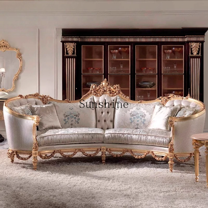 European living room large apartment sofa pure solid wood carving flower fabric sofa coffee table combination
European living room large apartment sofa pure solid wood carving flower fabric sofa coffee table combination