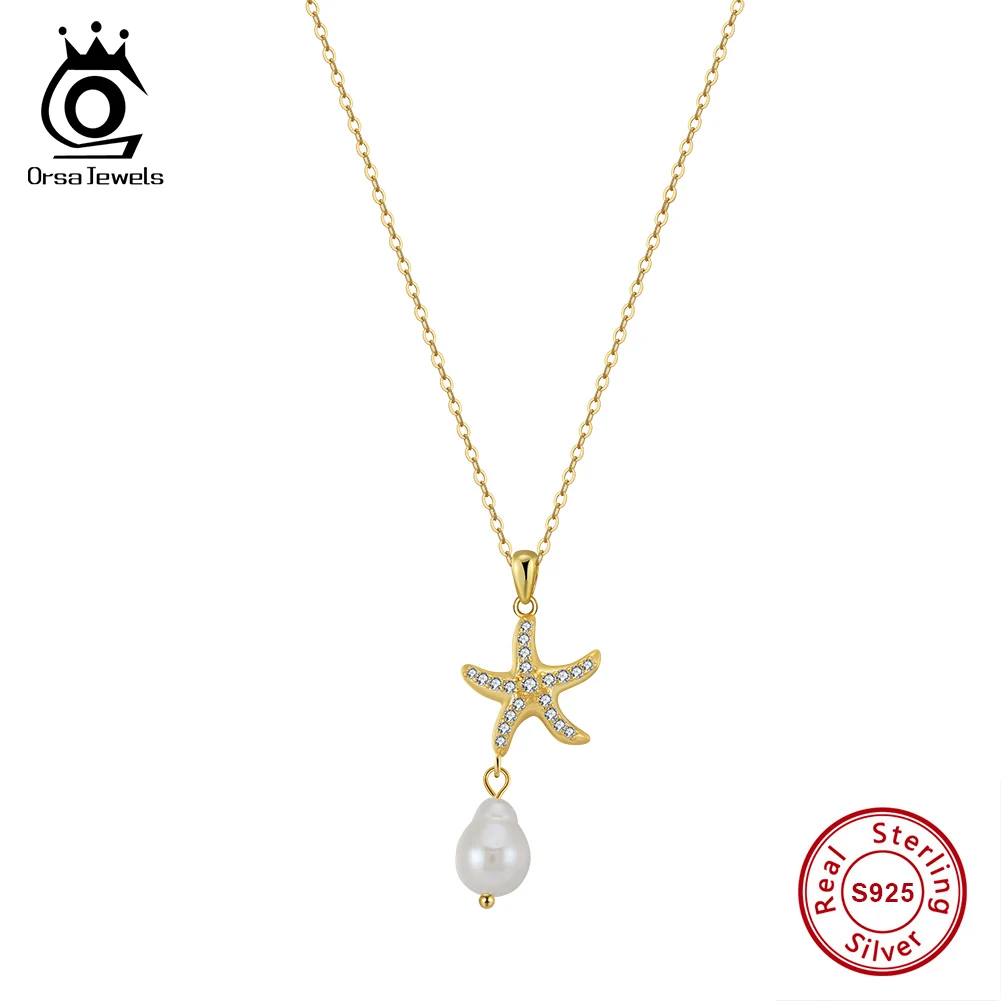 ORSA JEWELS High Quality 925 Sterling Silver Starfish Shell Pendant Necklace Cute Star Choker Chain with Zirconia Gift SGPN85
ORSA JEWELS High Quality 925 Sterling Silver Starfish Shell Pendant Necklace Cute Star Choker Chain with Zirconia Gift SGPN85