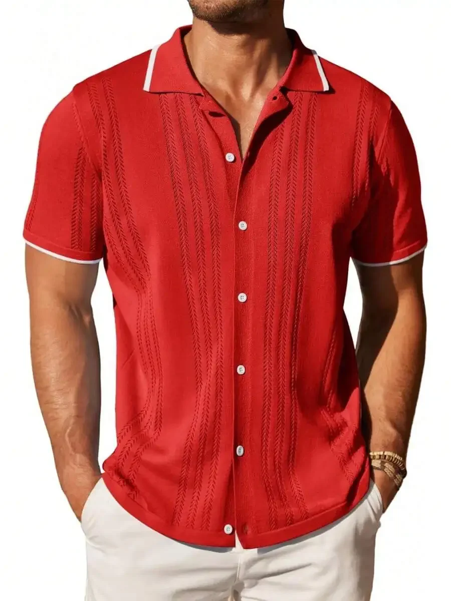 Mens Knitted Short Sleeve Button Up Shirt Casual Vintage Beach Top
Mens Knitted Short Sleeve Button Up Shirt Casual Vintage Beach Top