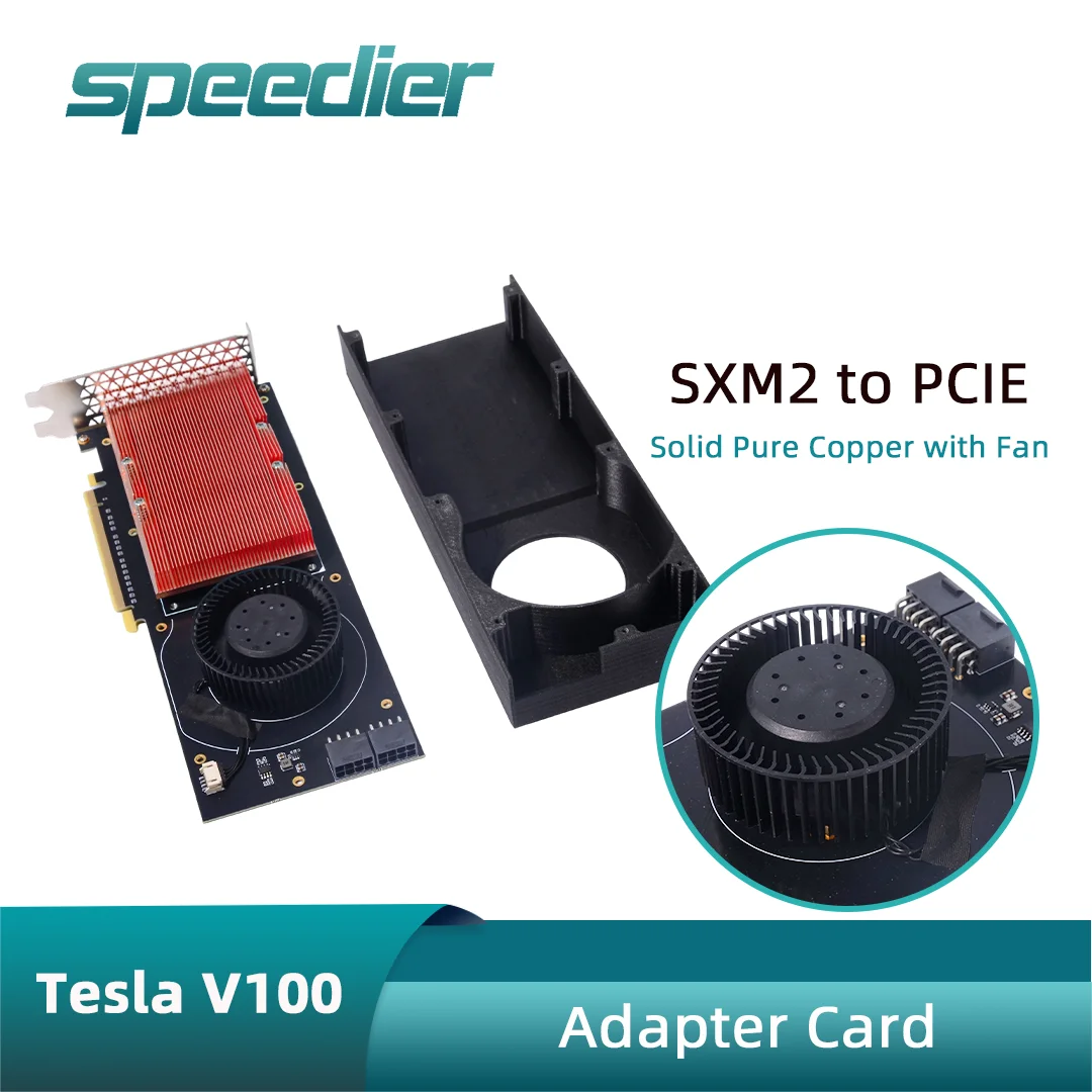 V100 SXM2 To PCIE Adapter Board Solid Pure Copper Heatsink with Fan 2nd Gen Optimized for NVIDIA Tesla Generation AI computing
