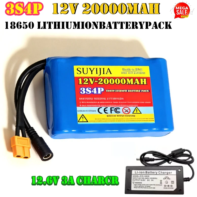 Литиевая аккумуляторная батарея 3S4P 12В 40А BMS, литий-ионный аккумулятор 18650 20000мАч высокой емкости, мощный мотоциклетный фонарь DC5521 400Вт
Литиевая аккумуляторная батарея 3S4P 12В 40А BMS, литий-ионный аккумулятор 18650 20000мАч высокой емкости, мощный мотоциклетный фонарь DC5521 400Вт