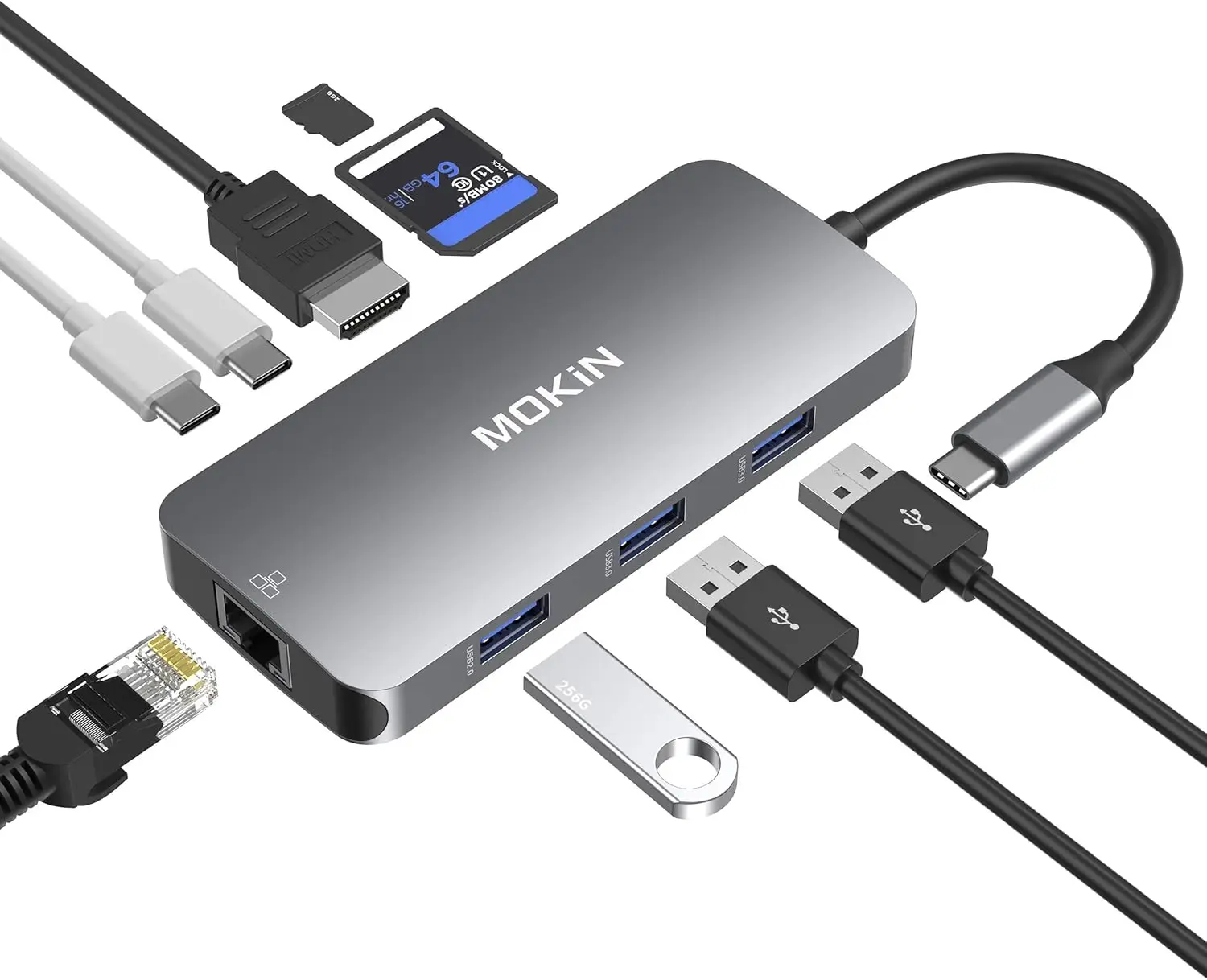 9-in-1 USB C Hub for MacBook Pro/Air: 3 USB Ports, HDMI, Ethernet, 100W PD Charging, SD/TF Card Reader
9-in-1 USB C Hub for MacBook Pro/Air: 3 USB Ports, HDMI, Ethernet, 100W PD Charging, SD/TF Card Reader