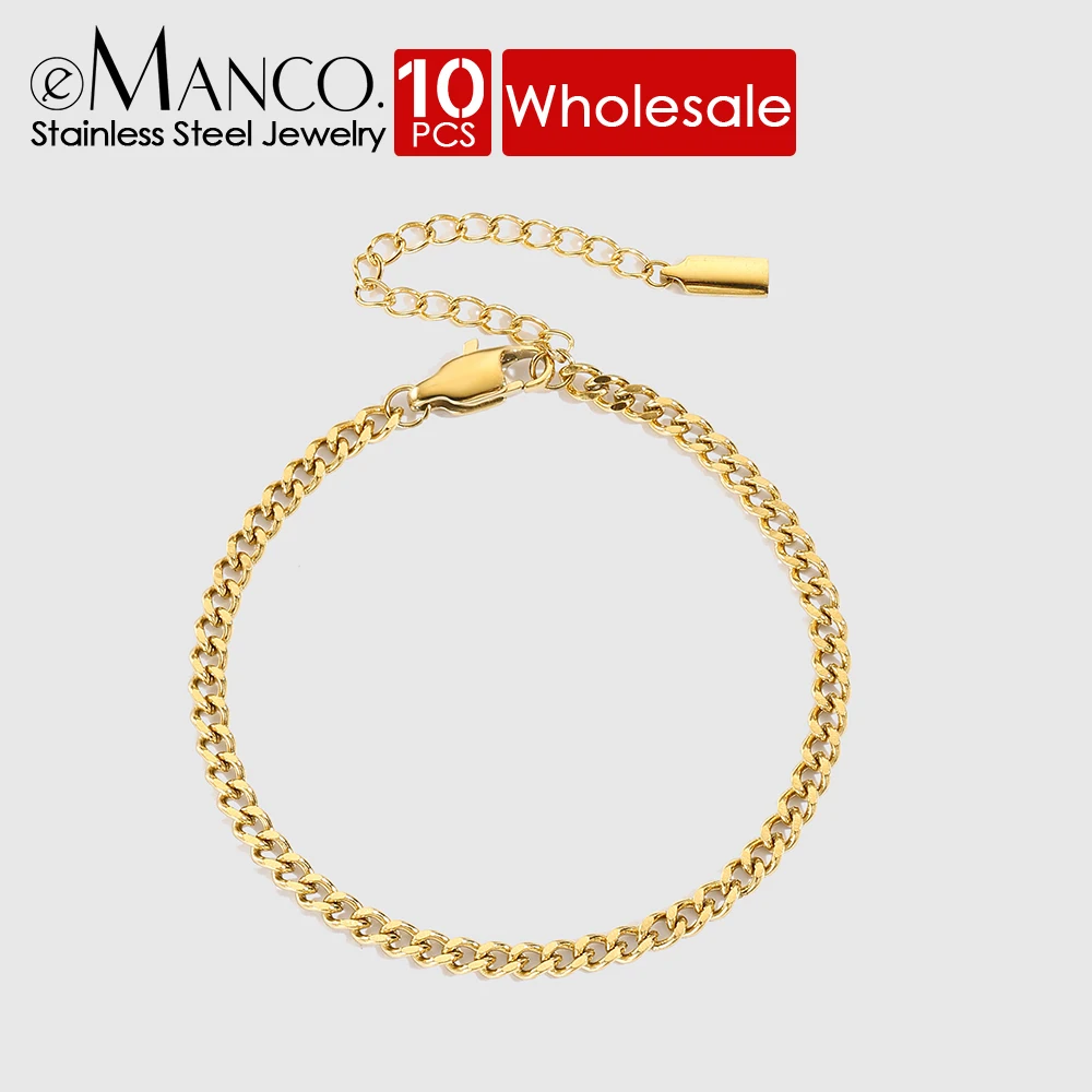 eManco 10PCS Classic Cuban Chain Gold Plated Men's Bracelets Stainless Steel Lobster Clasp Adjustable Simple Jewelry Gift
eManco 10PCS Classic Cuban Chain Gold Plated Men's Bracelets Stainless Steel Lobster Clasp Adjustable Simple Jewelry Gift