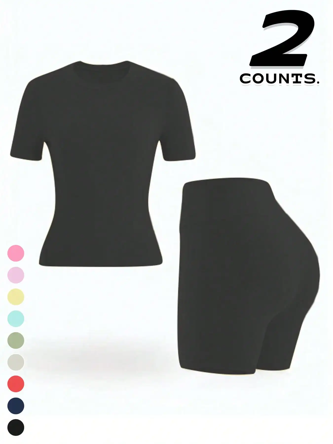 Женский спортивный комплект из 2 предметов: футболка с круглым вырезом + велосипедные шорты с высокой талией, для фитнеса и повседневной носки
Женский спортивный комплект из 2 предметов: футболка с круглым вырезом + велосипедные шорты с высокой талией, для фитнеса и повседневной носки