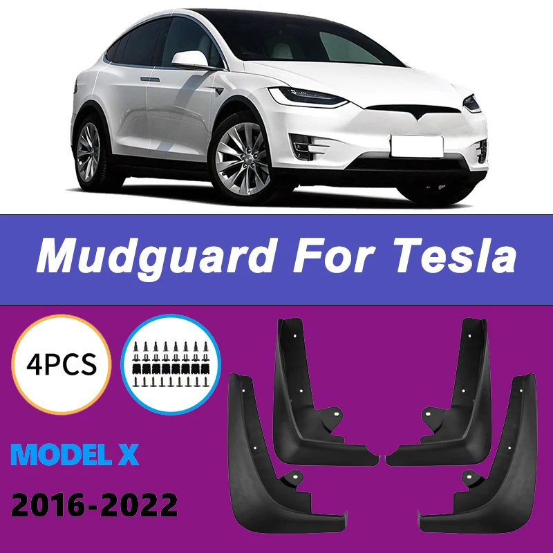For Tesla Model X 2016-2022 Automotive Tire Mudguard Waterproof Prevent Mud Splashing Car Mud Flaps Fender Trim 4pcs Accessories
For Tesla Model X 2016-2022 Automotive Tire Mudguard Waterproof Prevent Mud Splashing Car Mud Flaps Fender Trim 4pcs Accessories