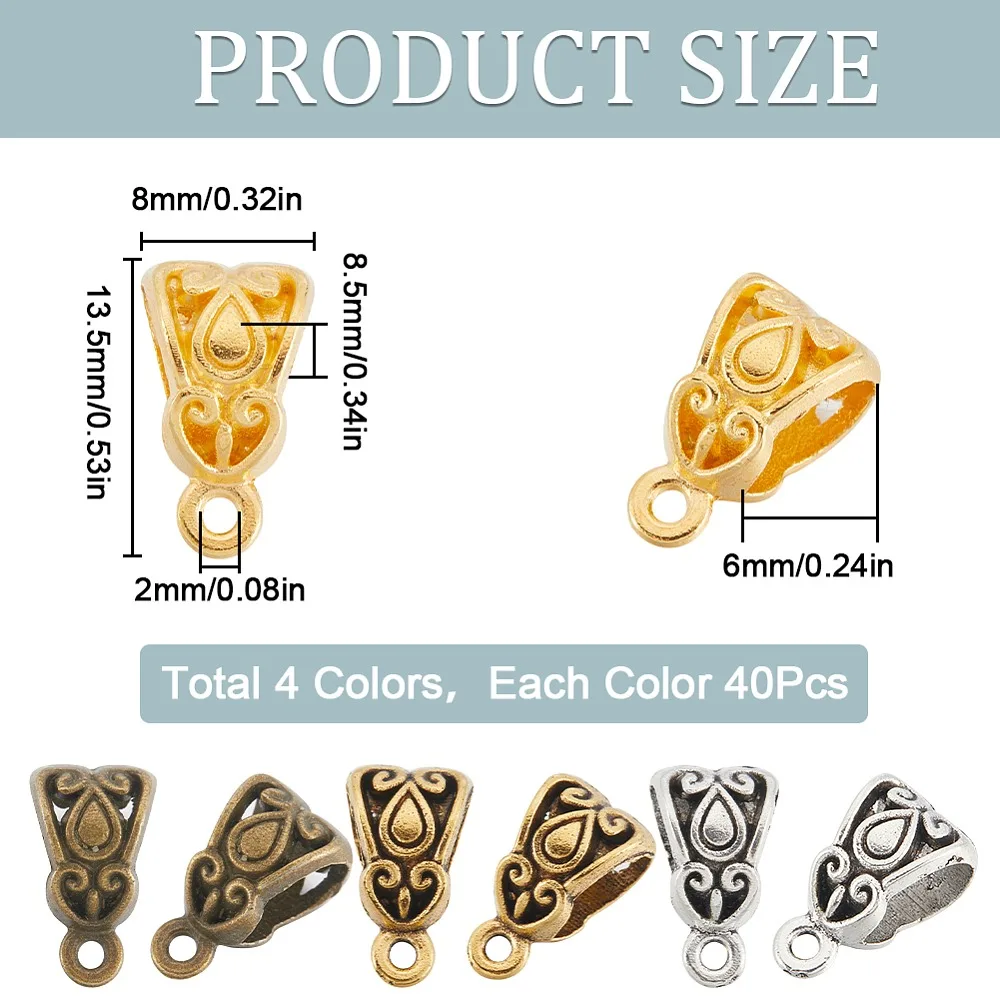 160Pcs 4 Colors Triangle Style Zinc Alloy Tube Bails Loop Bails Scarf Bail Beads Mixed Color 13.5x8x8.5mm Hole: 2mm
160Pcs 4 Colors Triangle Style Zinc Alloy Tube Bails Loop Bails Scarf Bail Beads Mixed Color 13.5x8x8.5mm Hole: 2mm